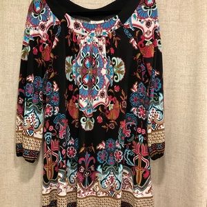 BEIGE BY ECI Womens Black/floral long Sleeve Dress Size Small